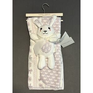 Laura Ashley Baby Blanket Plush Toy Bunny Rabbit Bows Gift Set Lovey Lavender